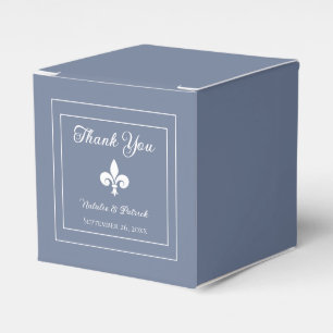 Dusty Blue Fleur de Lis Wedding Favour Boxes