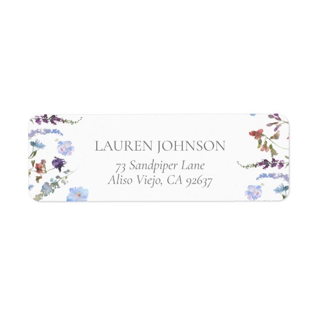 Dusty Blue Fleur sauvage Bridal Adresse de retour (Devant)