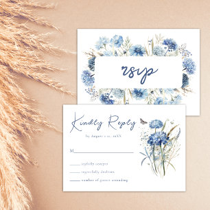 Dusty Blue Fleur sauvage Elegant Boho Wedding RSVP