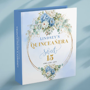 Dusty Blue Floral 15th Birthday Memory Album Binder