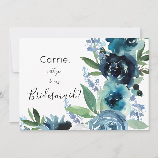 Dusty Blue Floral 2 Invitation (Front)