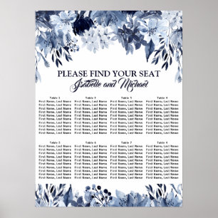 Dusty Blue Floral 8-Table Wedding Seating Chart