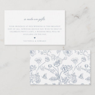Dusty Blue Floral A Note On Gifts Wedding Enclosure Card