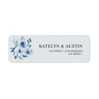 Dusty blue floral address label