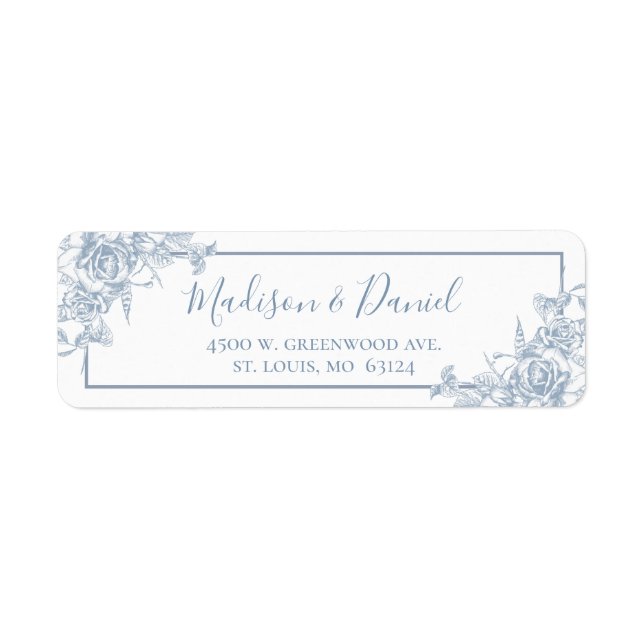 Dusty Blue Floral Adresse de retour (Devant)