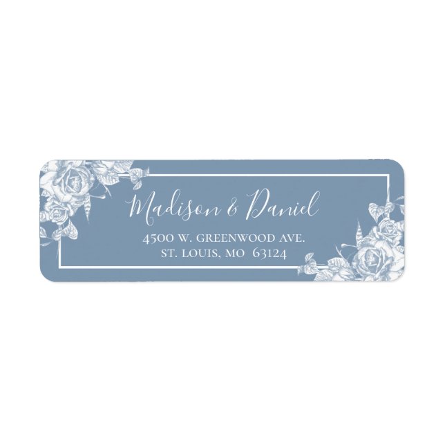 Dusty Blue Floral Adresse de retour (Devant)
