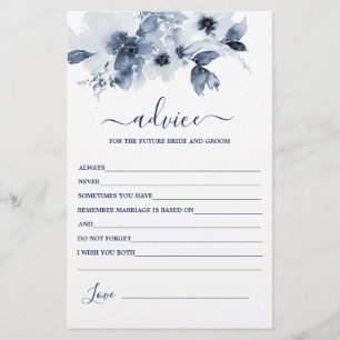 Dusty Blue Floral Advice for the Bride card