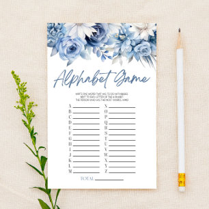 Dusty Blue Floral Alphabet Baby Shower Game