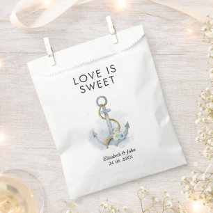 Dusty Blue Floral Anchor Wedding Favour Bags