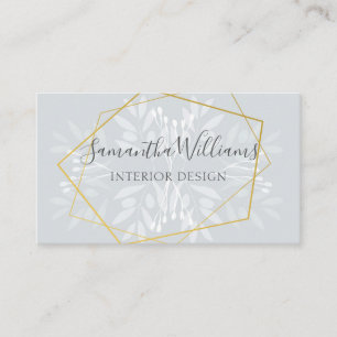 Dusty blue floral and geometric business card