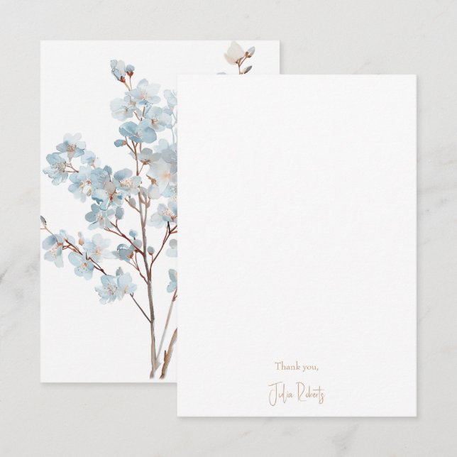 Dusty Blue Floral Blank Thank You  (Front/Back)