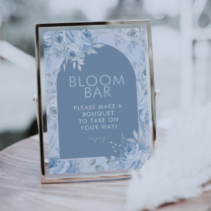 Dusty Blue Floral Bloom Bar Sign