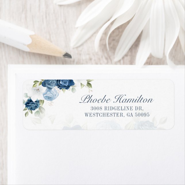 Dusty Blue Floral Bloom Eucalyptus Adresse de reto (En situation)
