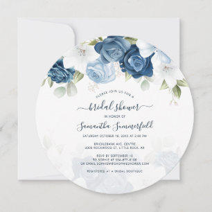 Dusty Blue Floral Botanical Bridal Shower Invitation