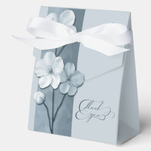 Dusty Blue Floral Botanical Wedding Thank You Favor Box
