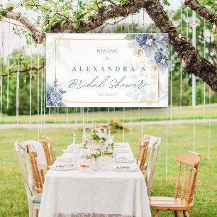 Dusty Blue Floral Bridal Shower Banner