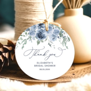 Dusty Blue Floral Bridal Shower Favour Tags