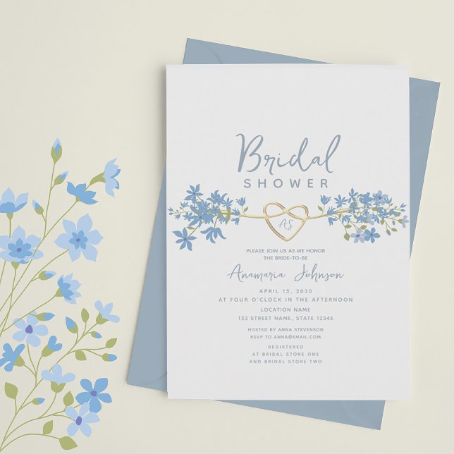 Dusty Blue Floral Bridal Shower Invitation (Creator Uploaded)