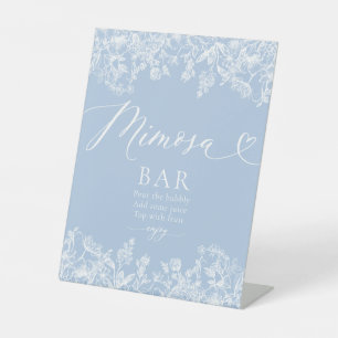 Dusty Blue Floral Bridal Shower Mimosa Bar Sign