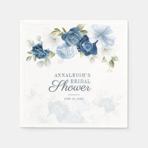 Dusty Blue Floral Bridal Shower Paper Napkin