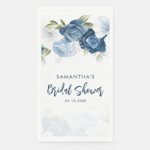 Dusty Blue Floral Bridal Shower Personalized Napkin
