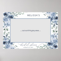 Dusty Blue Floral Bridal Shower Photo Booth Poster
