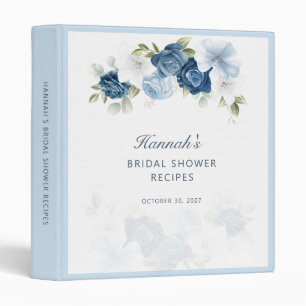 Dusty Blue Floral Bridal Shower Recipe Binder