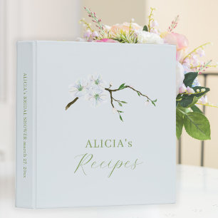 Dusty blue floral bridal shower recipe organizer binder