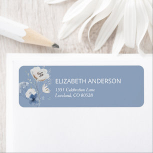 Dusty Blue Floral Bridal Shower Return Address