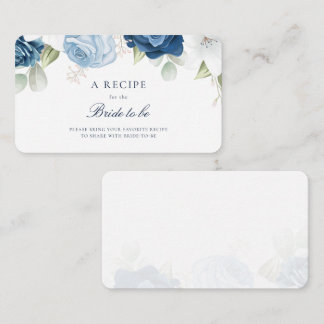 Dusty Blue Floral Bridal Shower Special Recipe Enclosure Card