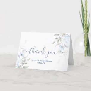 Dusty Blue Floral Bridal Shower Thank You Card