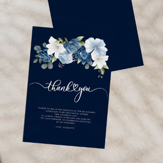 Dusty Blue Floral Bridal Shower Thank You Card