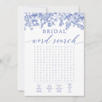 Dusty Blue Floral Bridal Shower Word Search Game