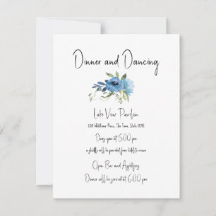 Dusty Blue Floral Charm Wedding Details Invitation