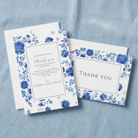 Dusty Blue Floral Chinoiserie Wedding Thank You