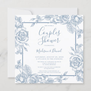 Dusty Blue Floral Couples Shower Invitation