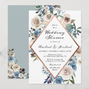 Dusty Blue Floral Couples Shower Invitation