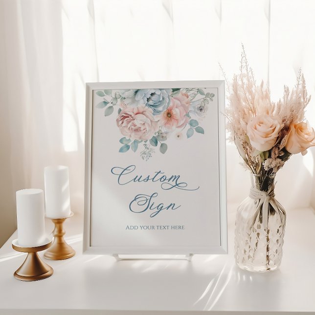 Dusty Blue floral Custom Bridal shower Poster (Creator Uploaded)