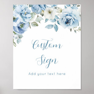 Dusty Blue floral Custom Poster