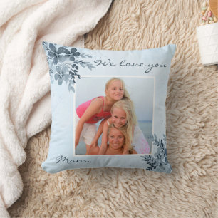 Dusty Blue Floral Design Maman Coussin photo