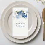 Dusty Blue Floral Elegant Bridal Shower Napkin<br><div class="desc">Customize this bridal shower paper napkins by clicking the "Personalize" button above. Featuring a modern elegant chic dusty blue flowers with white,  light blue,  and olive green bloom.

TIP: Also great for surprise parties,  baby showers,  wedding reception,  and retirement parties.</div>