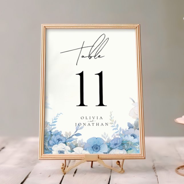 Dusty Blue Floral Elegant Wedding Table Numbers (Creator Uploaded)