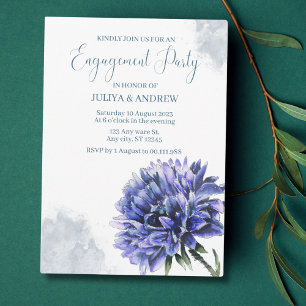 Dusty Blue Floral Engagement Party Invitation