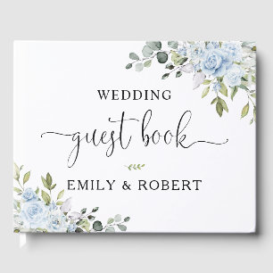 Dusty Blue Floral Eucalyptus Wedding Guest Book