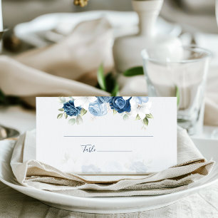 Dusty Blue Floral Eucalyptus Wedding Place Card
