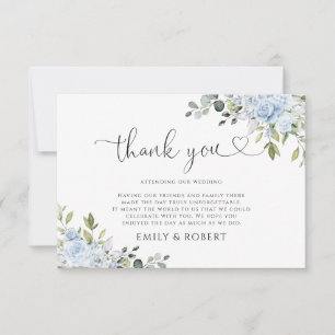 Dusty Blue Floral Eucalyptus Wedding Thank You Car Card