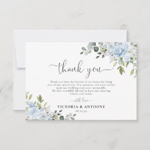 Dusty Blue Floral Eucalyptus Wedding Thank You Card