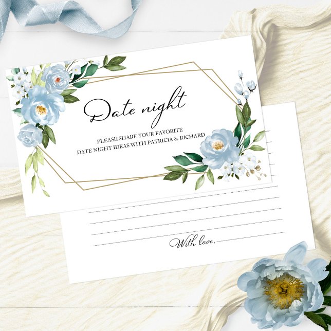 Dusty Blue Floral Fête des mariées Date Cartes de  (Créateur téléchargé)