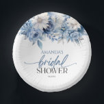Dusty Blue Floral Flowers Bridal Shower Paper Plate<br><div class="desc">These are Dusty Blue Floral Flowers Bridal Shower Paper Bowls!</div>