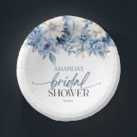 Dusty Blue Floral Flowers Bridal Shower Paper Plate<br><div class="desc">These are Dusty Blue Floral Flowers Bridal Shower Paper Bowls!</div>